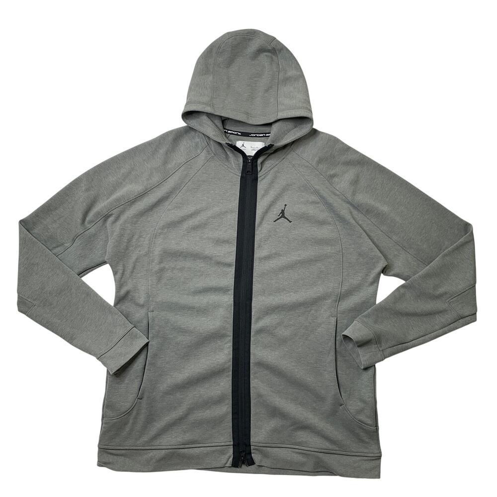 Jordan Hoodie Mens XL Gray Dri Fit Sport Air Fleece Full Zip Heathered Nike